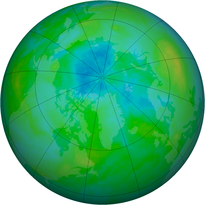 Arctic ozone map for 31 August 1990
